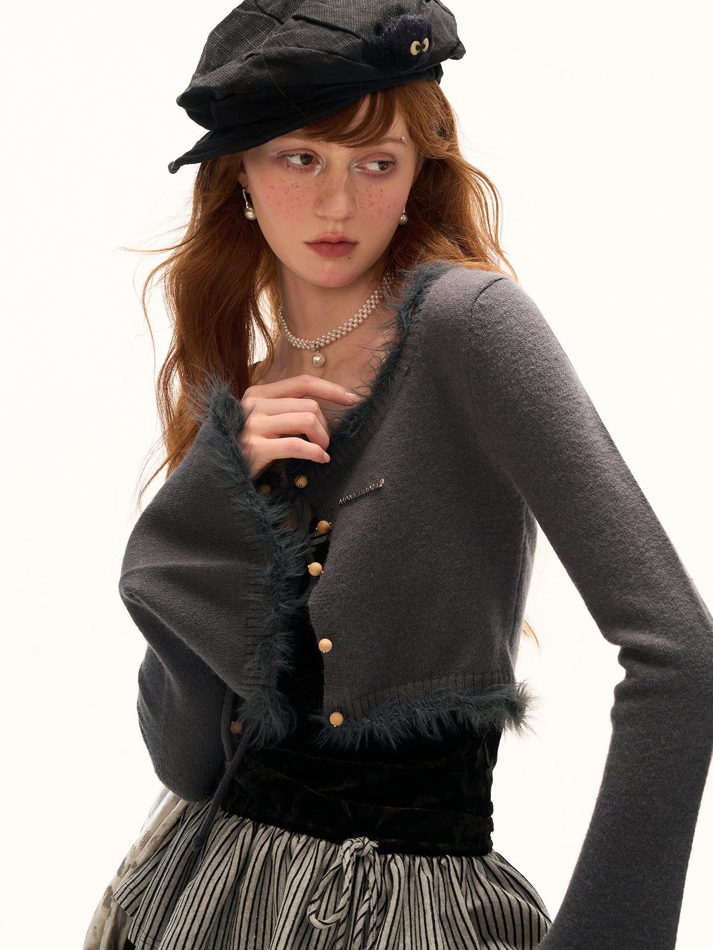 MAMC Square Neck Cropped Cardigan