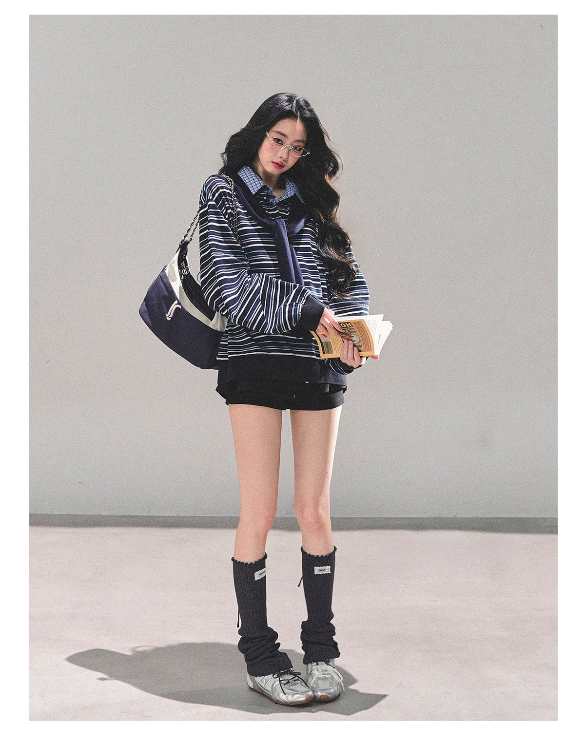 ShaoYeYan Fake Two-Layer Striped Polo Collar T-Shirt