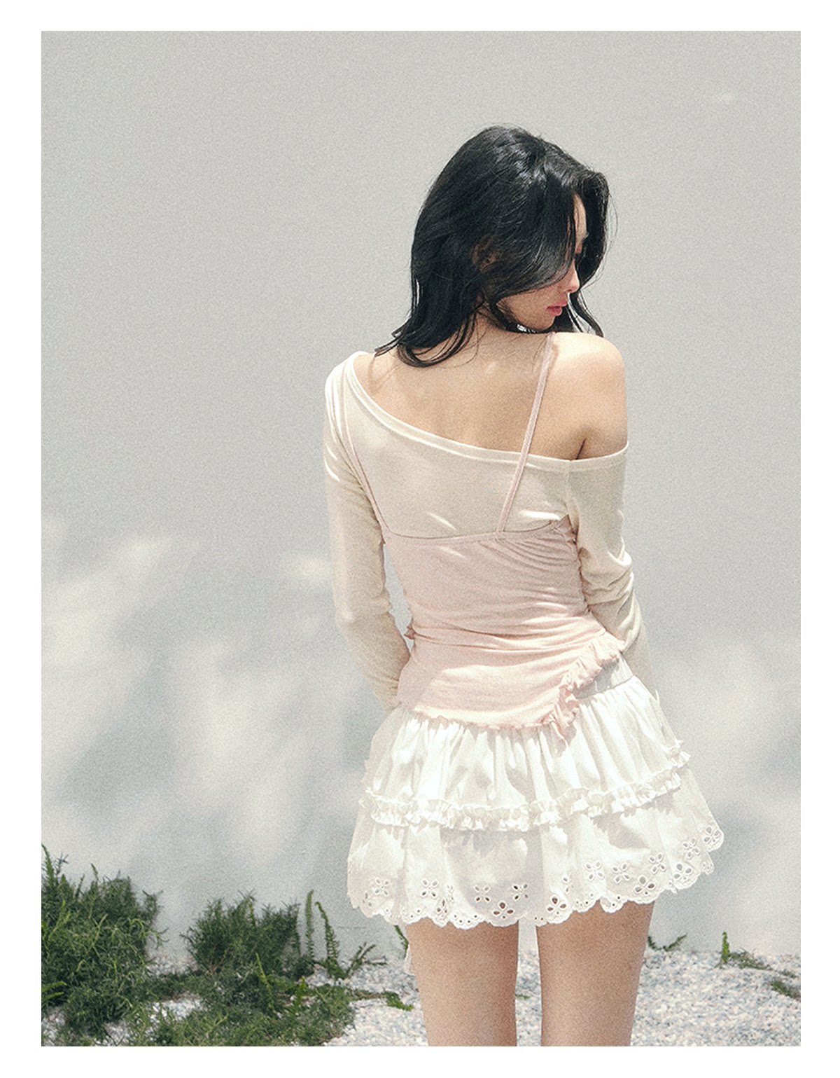 ShaoYeYan Aomalm Frosted Tenderness Fake Two-Layer Ruffle Top