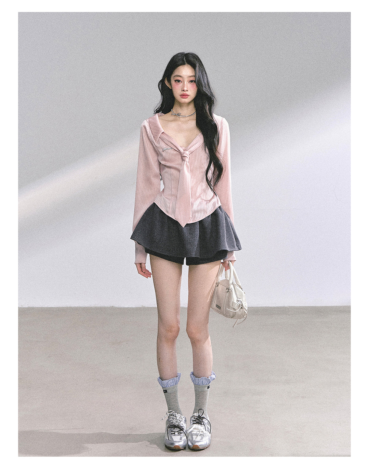 SHAOYEYAN Pink Polo Stripe Shirt