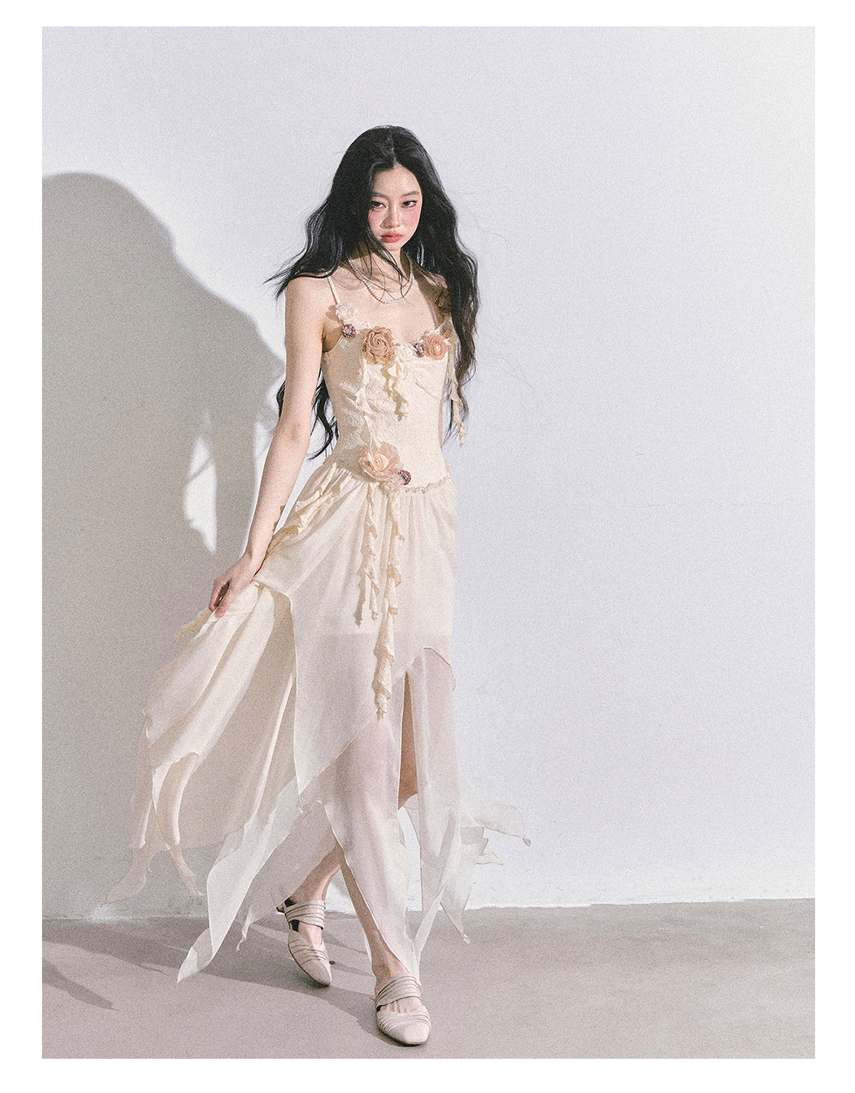 SHAOYEYAN Tuileries Garden French Floral Strappy Dress