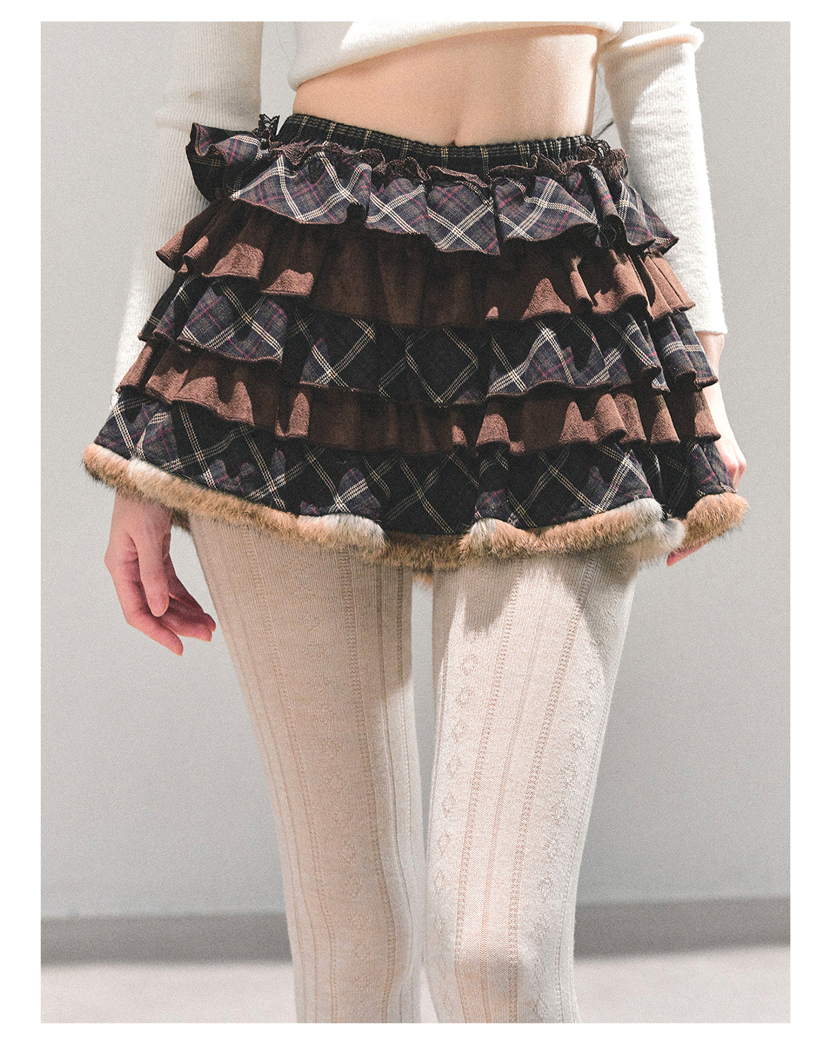 ShaoYeYan Maillard Sonnet High-Waist Plaid Puff Skirt