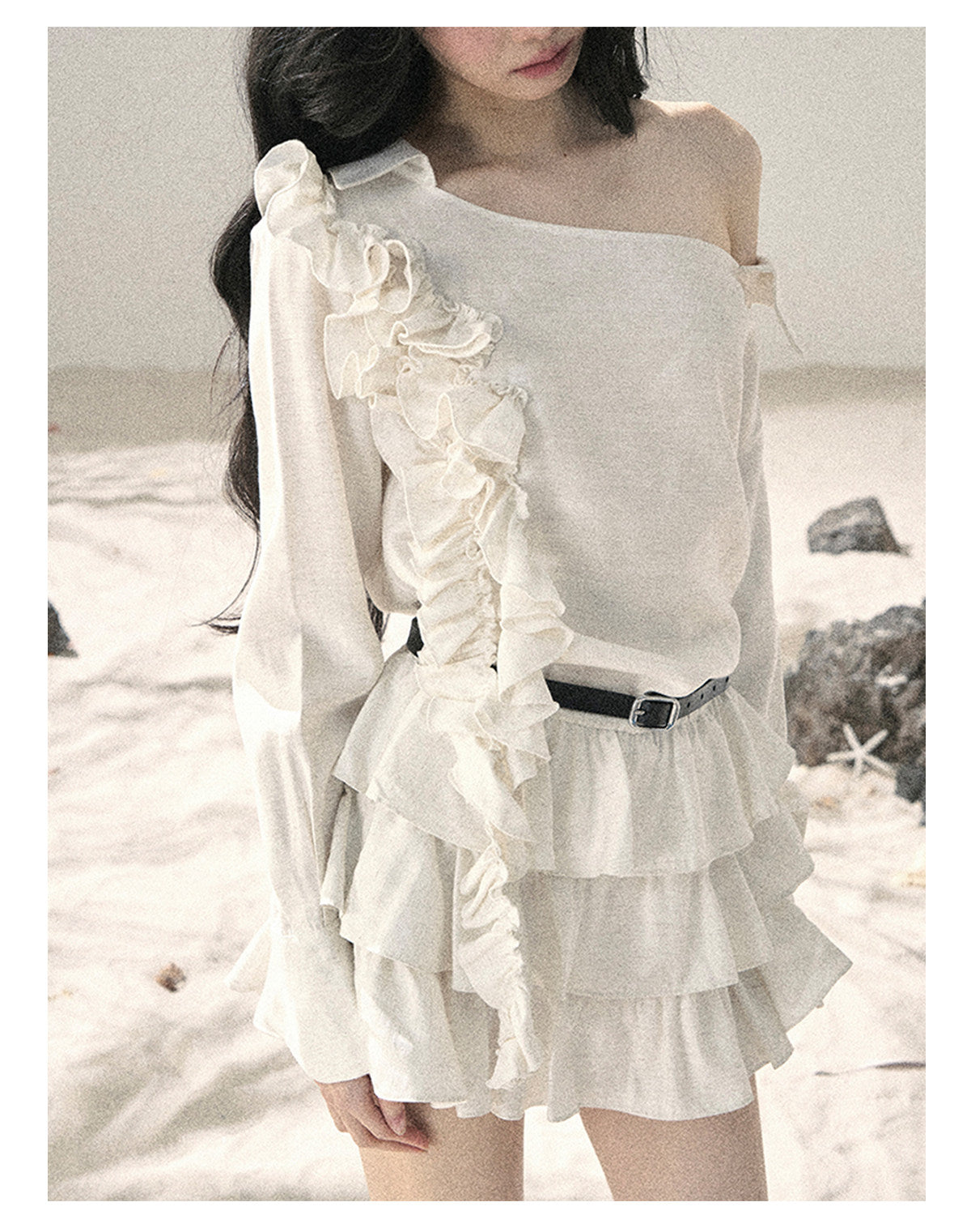 ShaoYeYan Aomalm Early Summer Lotus Petal French Ruffle Off-Shoulder Dress