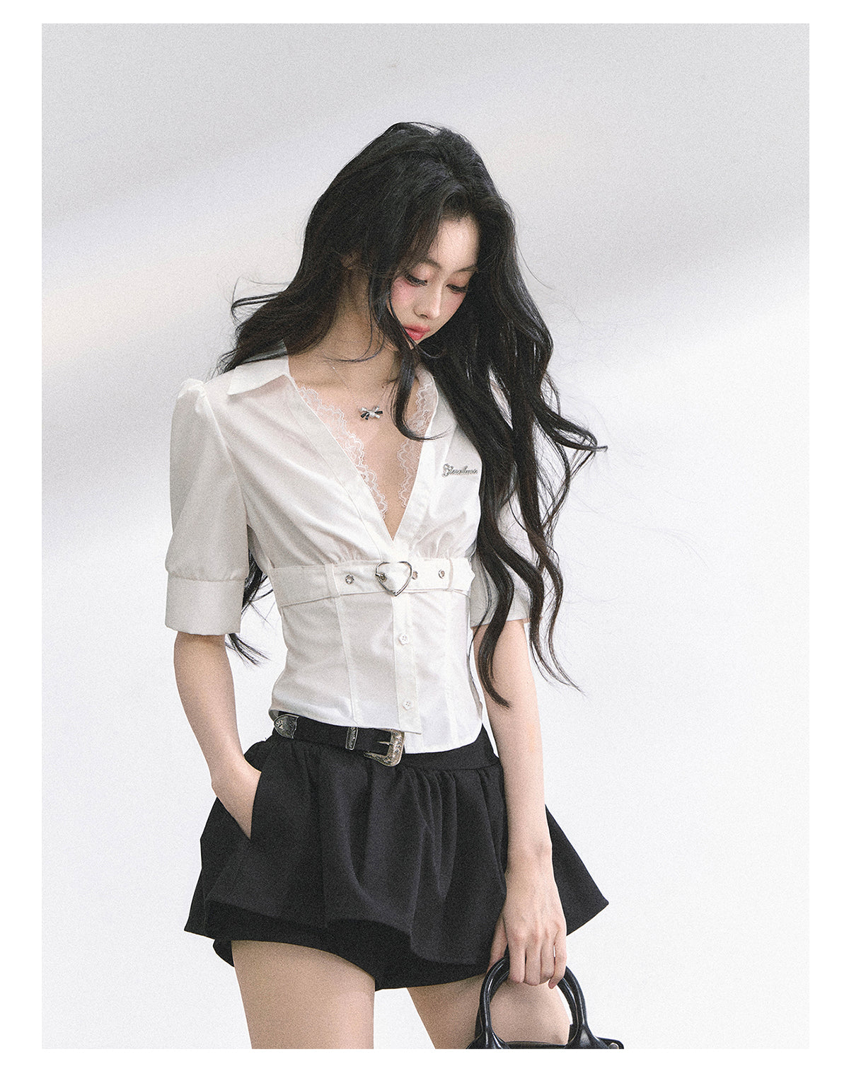SHAOYEYAN French Lace Striped Shirt