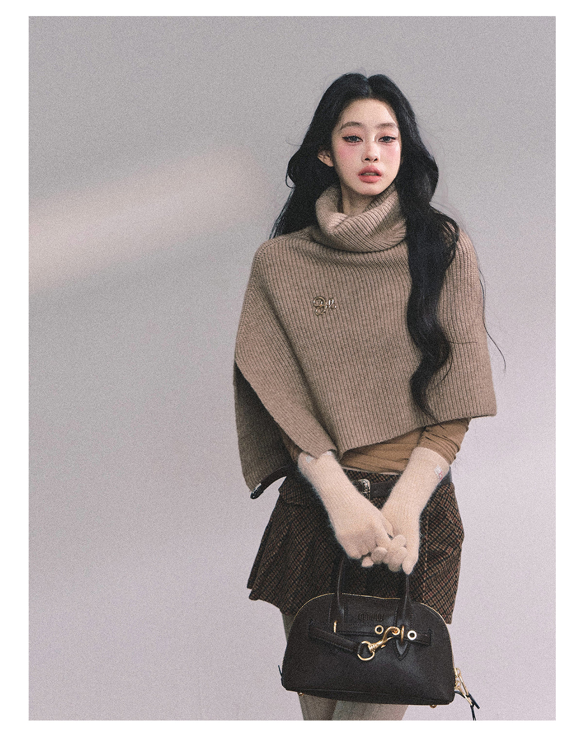 ShaoYeYan Late Autumn Sycamore Korean Style Loose High-Neck Sweater & Shawl