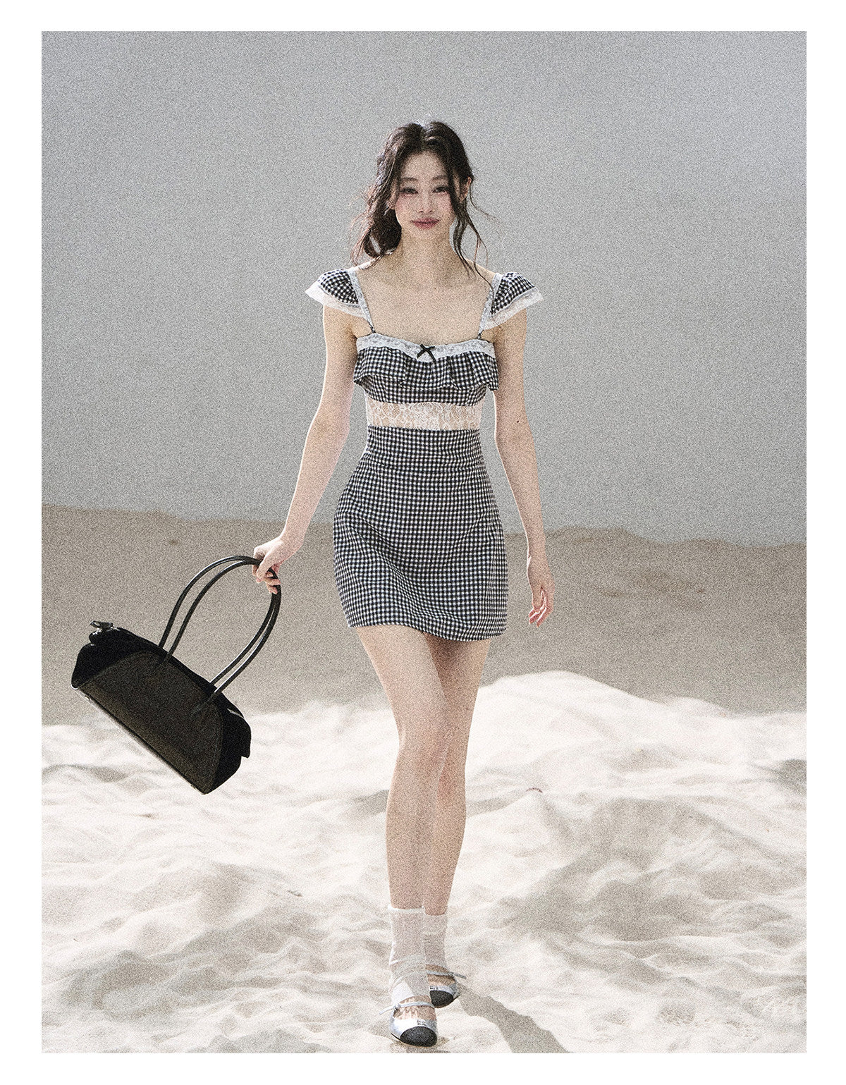 ShaoYeYan Aomalm She in Old Film Frames French Lace Plaid Dress
