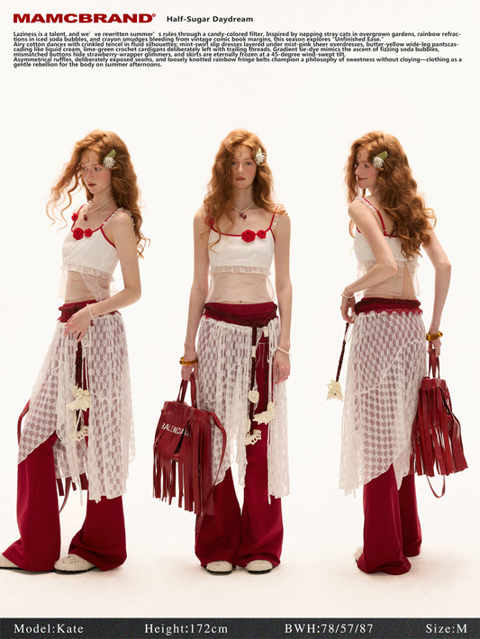 MAMC White Pencil Skirt & Floral Lace Camisole