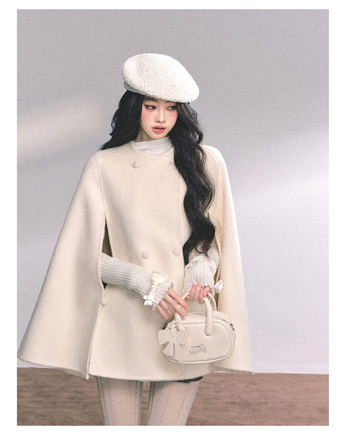 ShaoYeYan Snowy Pearl French Rich Girl Wool Coat