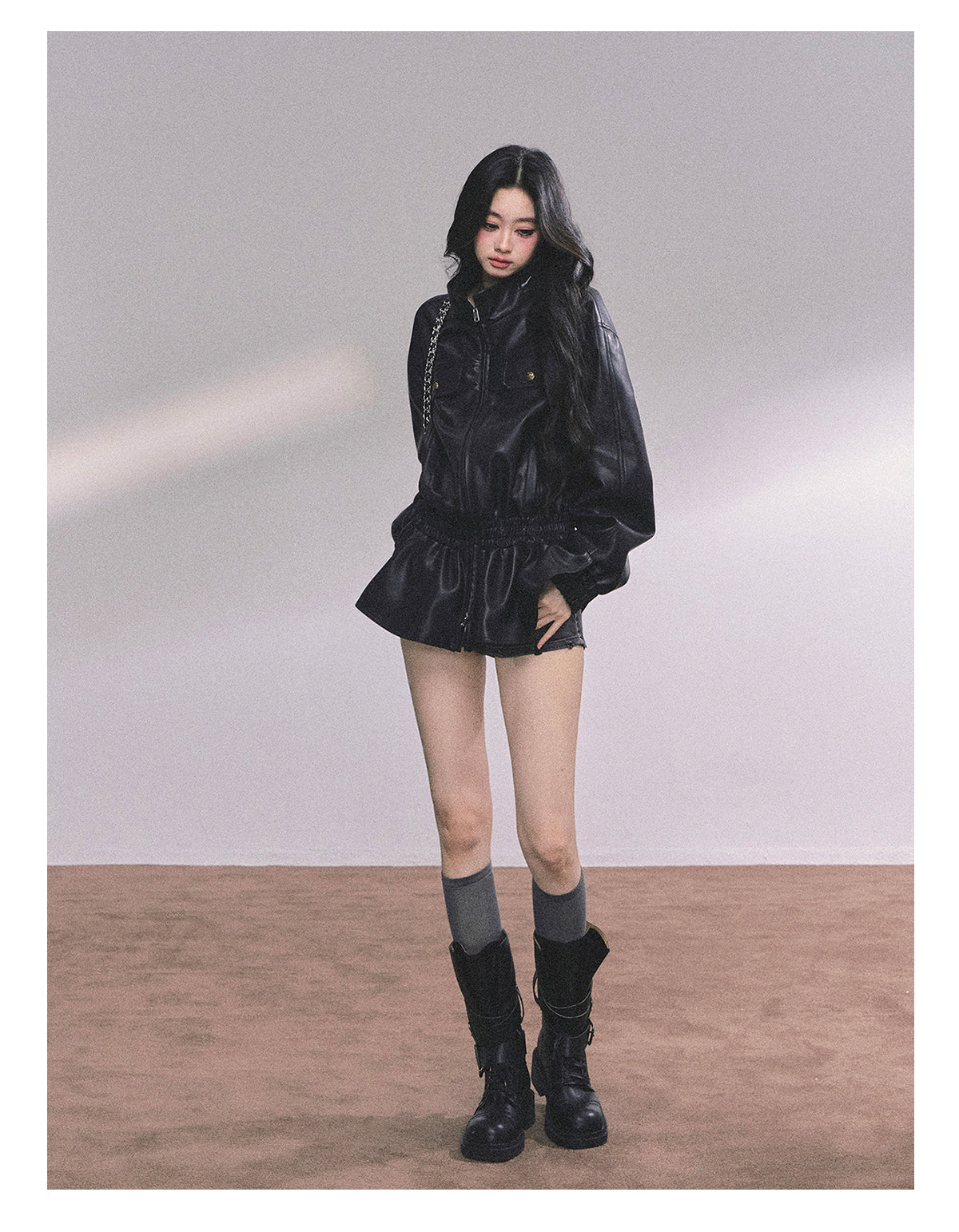 ShaoYeYan Ethiopian Wilderness Loose Fit Biker PU Leather Jacket