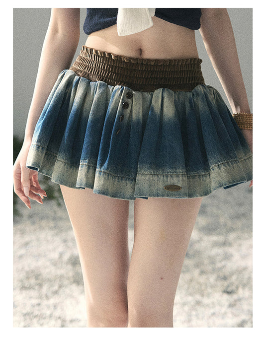 ShaoYeYan Aomalm Rhythm Blues American Ombre Denim Skirt