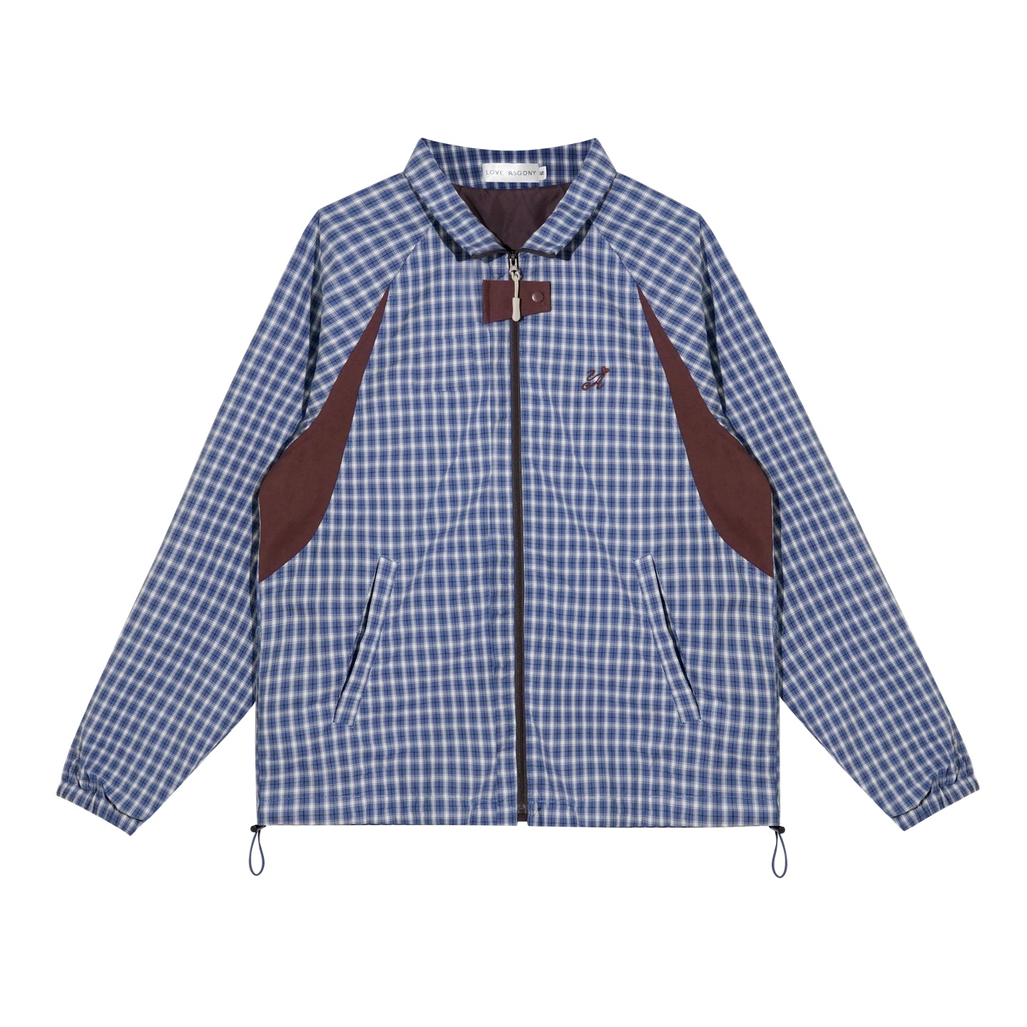 AsGony Retro Plaid Colorblock Windbreaker
