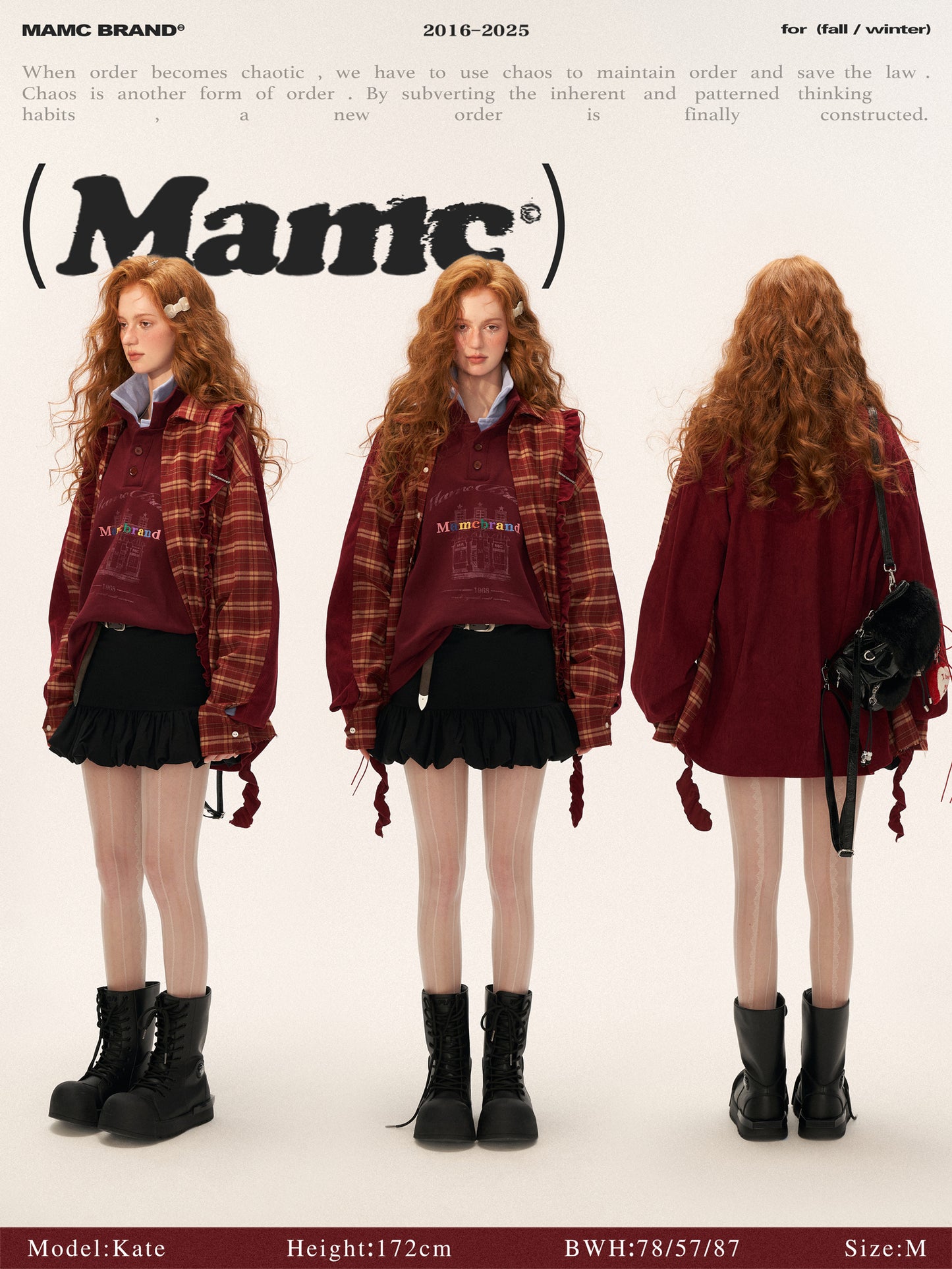 MAMC Retro Plaid Patchwork Hooded Shirt