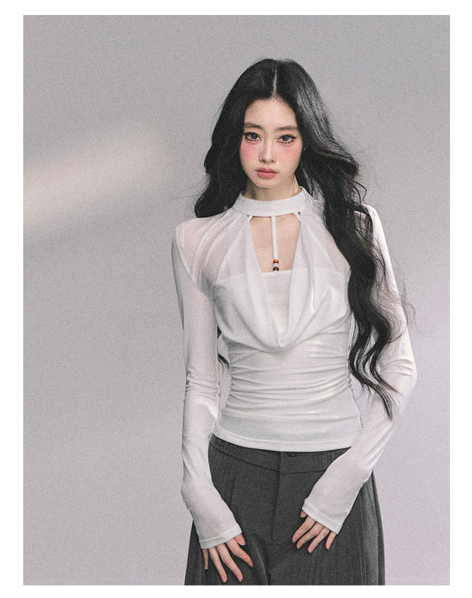 ShaoYeYan Baddie Hot Girl Fake Two-Layer Long Sleeve Top