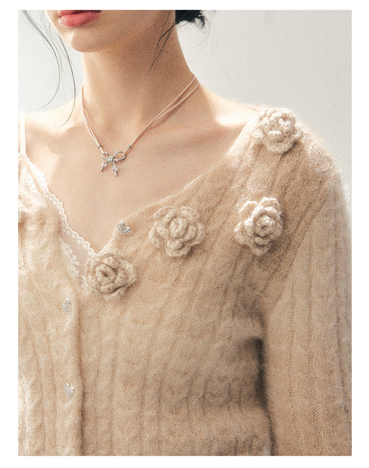 ShaoYeYan Aomalm Density of Residual Warmth French 3D Flower Sweater