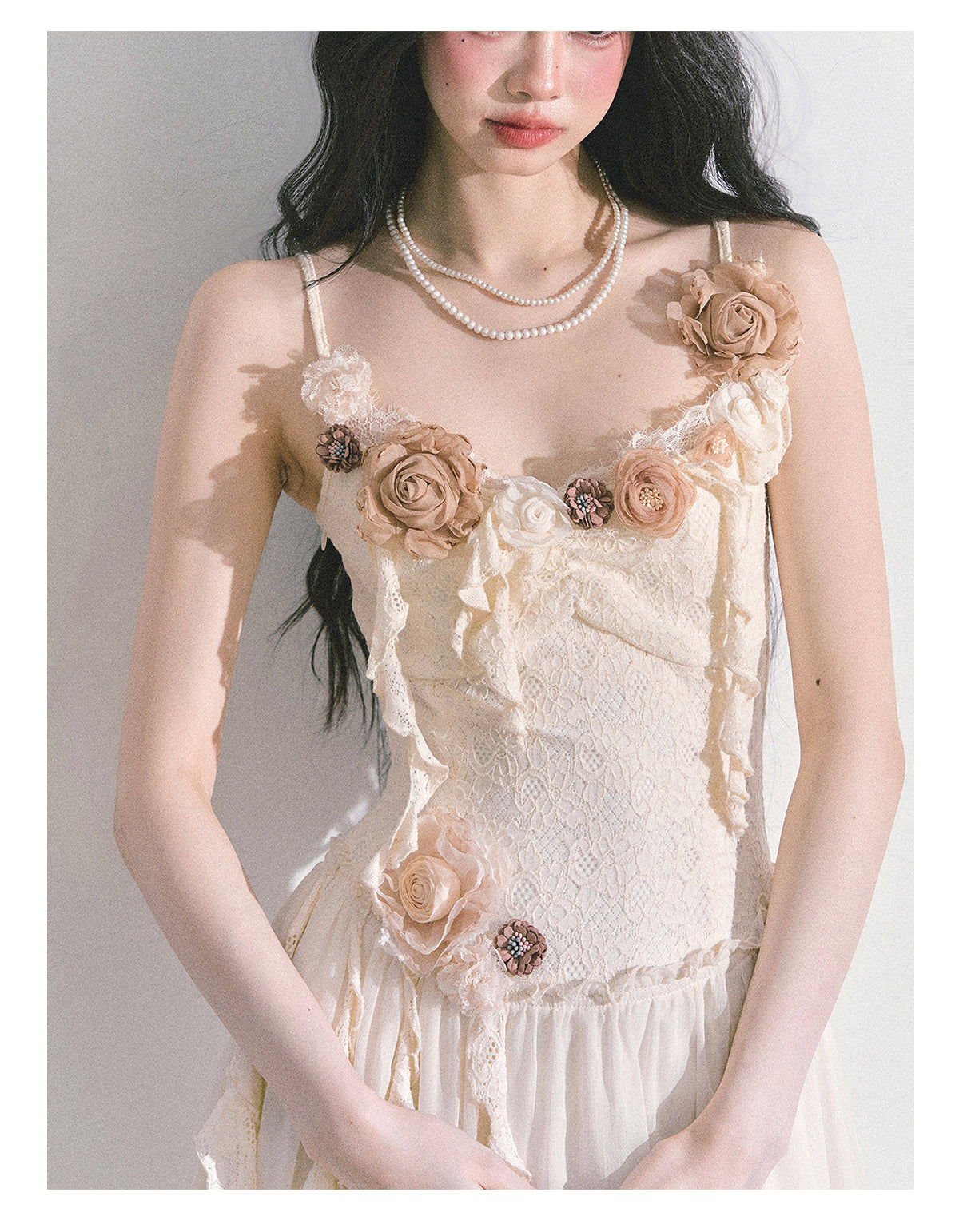 SHAOYEYAN Tuileries Garden French Floral Strappy Dress