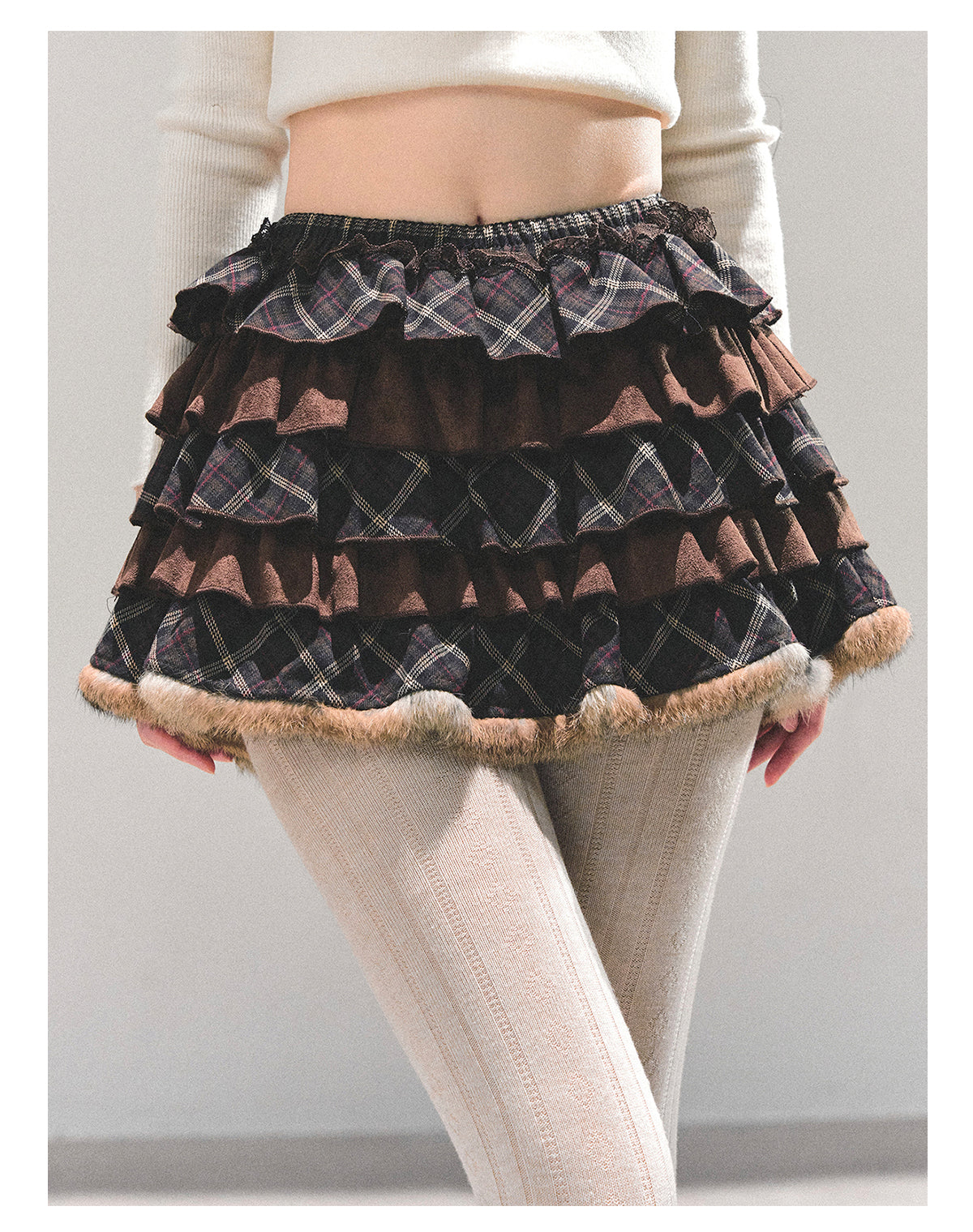 ShaoYeYan Maillard Sonnet High-Waist Plaid Puff Skirt