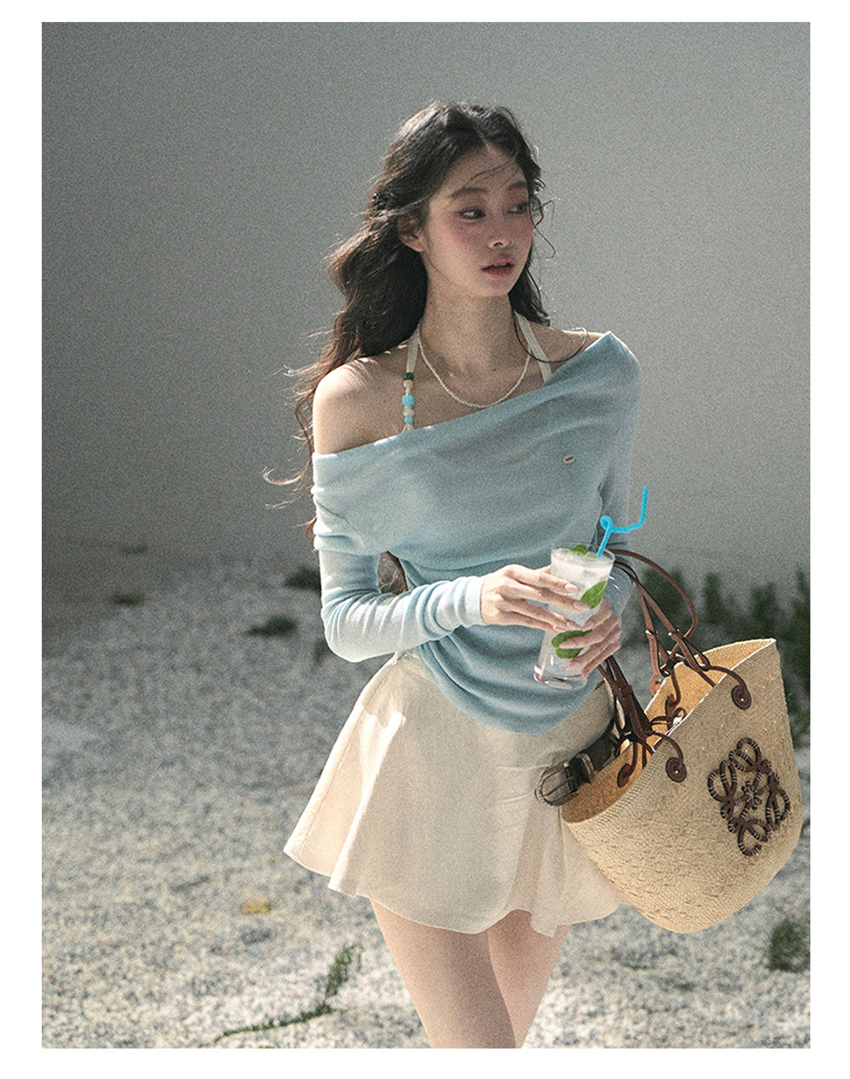 ShaoYeYan Aomalm Frosting on the Shoulder Fake Two-Layer Halter Top