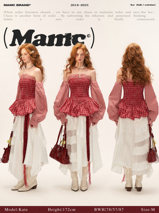 MAMC Striped Smocked Bustier Bubble Dress