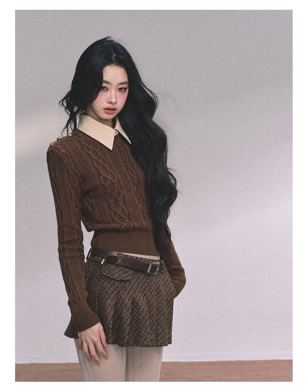 ShaoYeYan Intellectual Aesthetic Fake Two-Layer Knit Sweater