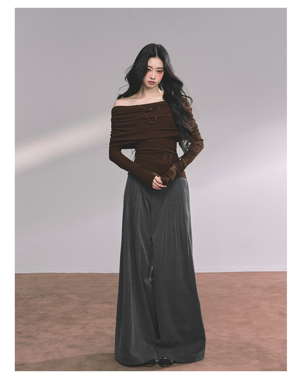 ShaoYeYan Reed College Off-Shoulder American Long Sleeve Top