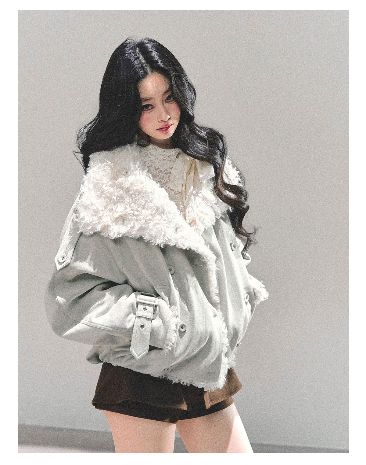 ShaoYeYan Fluffy Winter Lamb Fur Coat