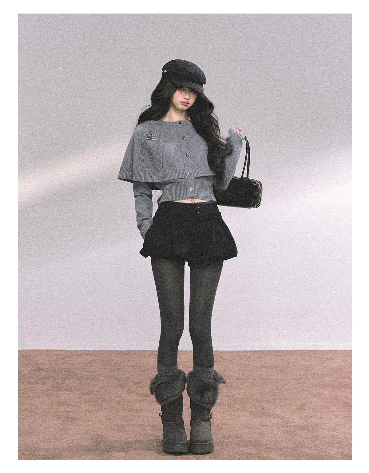 ShaoYeYan Miss Daisy American Knit Cable Cape Sweater