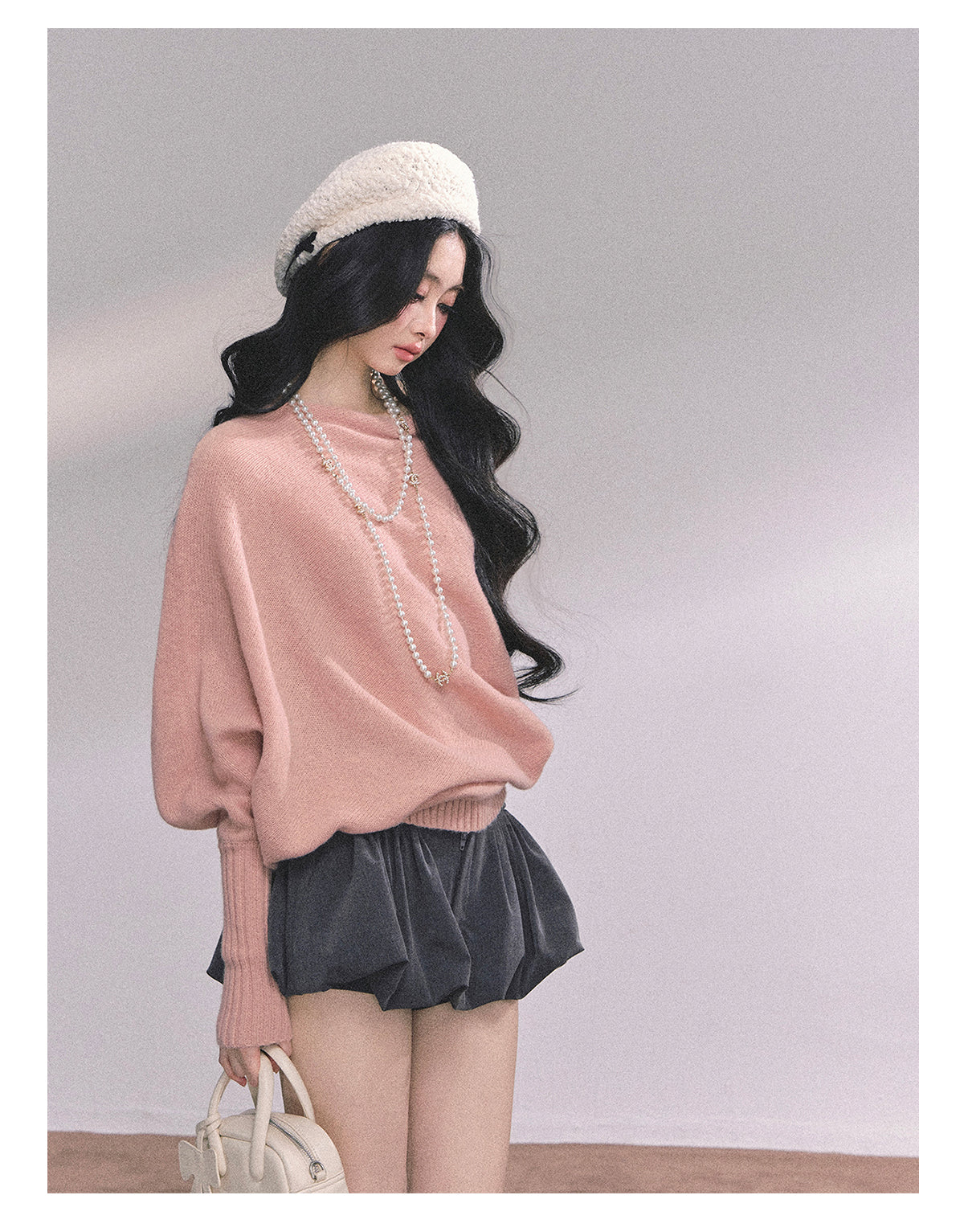ShaoYeYan Minimalist Chic Off-Shoulder Loose Fit Sweater