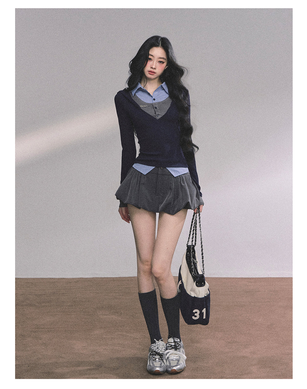 ShaoYeYan High IQ Heroine Fake Three-Layer Knit Top