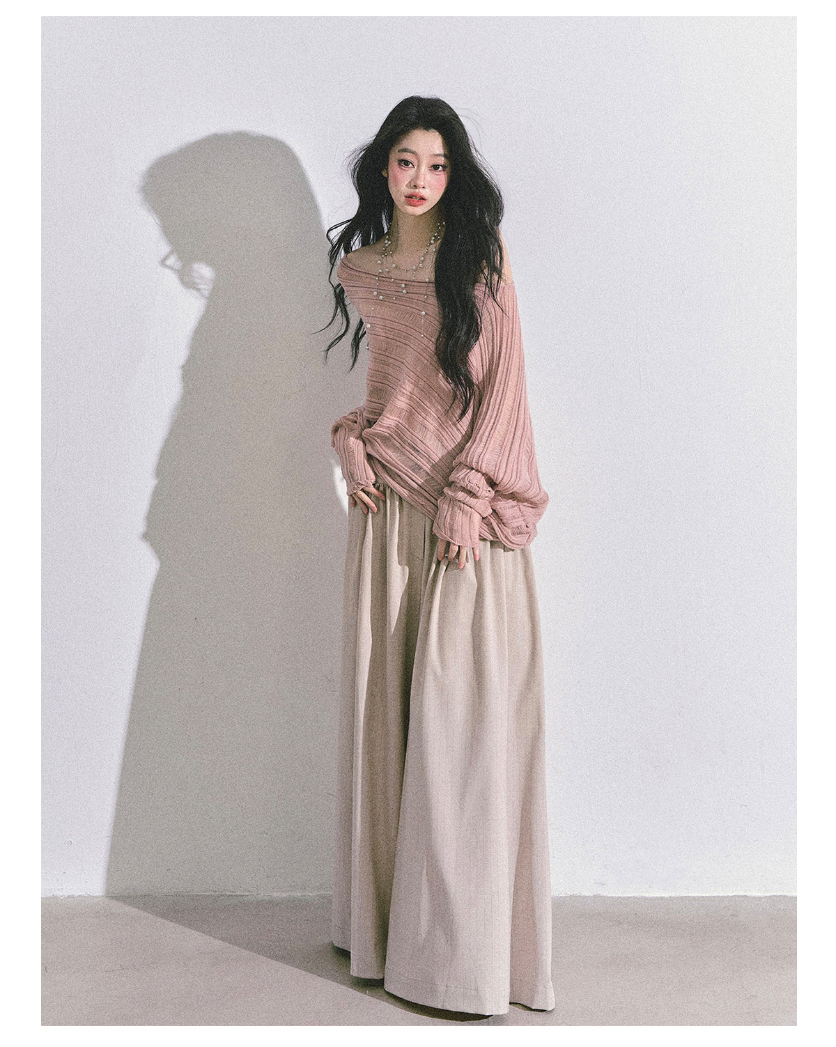 ShaoYeYan Gentle Sister French Style Off-Shoulder Knit Sweater
