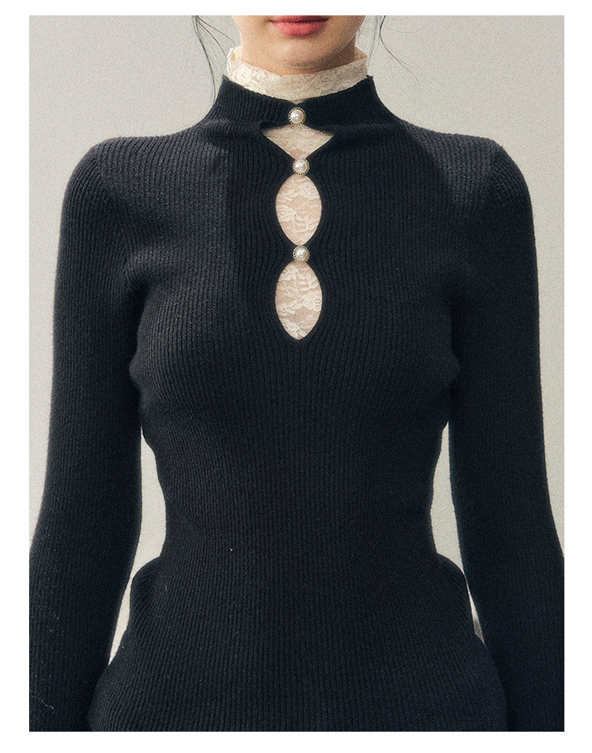 ShaoYeYan Aomalm Lace Weaves Dreams Fake Two-Layer Lace Knit