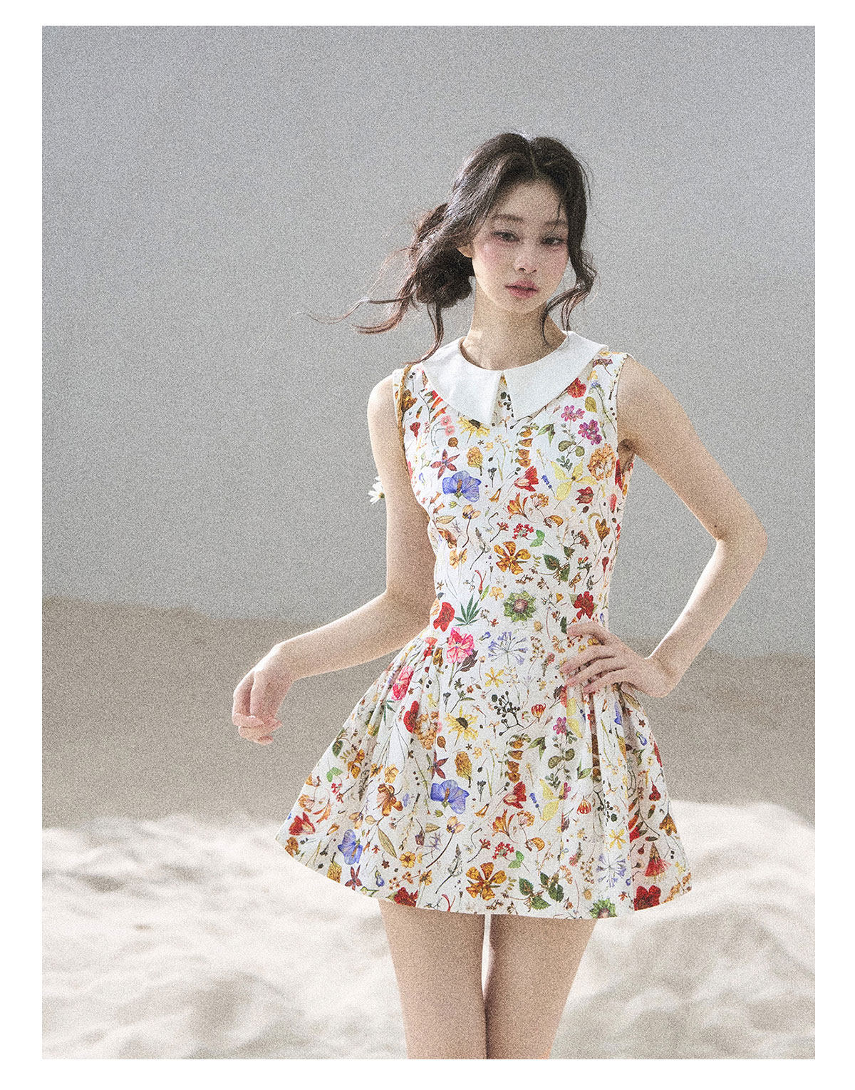 ShaoYeYan Aomalm Petals Blown by the Wind French Floral Dress