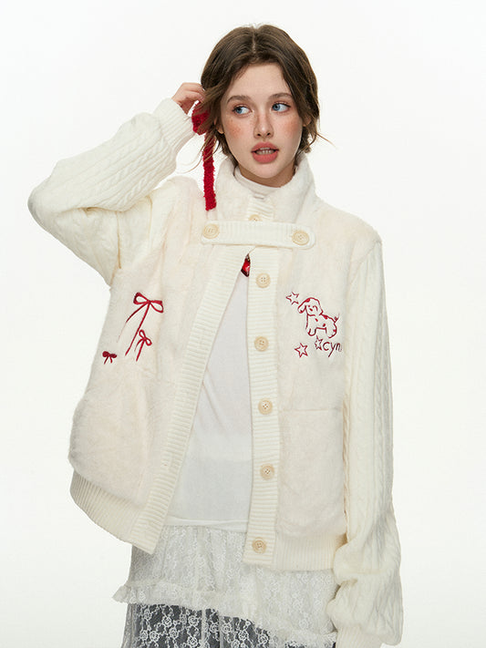 CyNi Sweet Knit Blend Rabbit Fur Coat