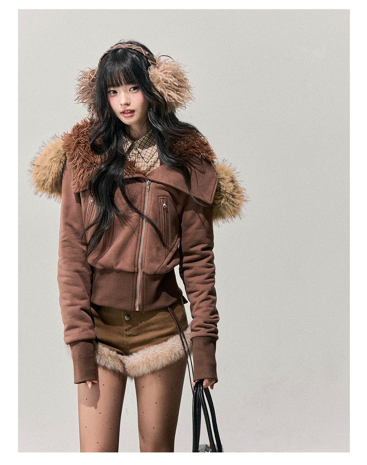 ShaoYeYan Aomalm Warm Wilderness Korean Shearling Hooded Coat