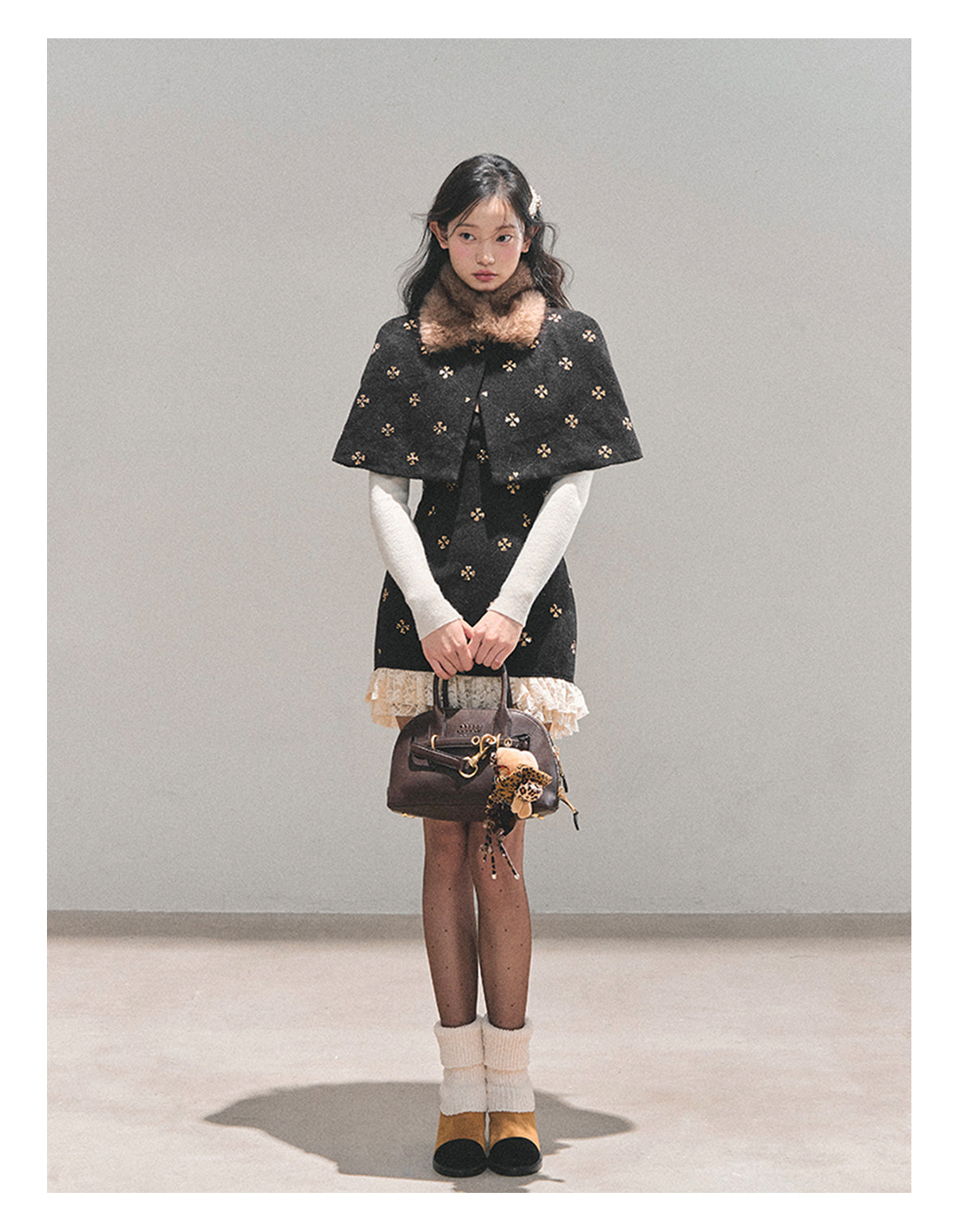 ShaoYeYan Aomalm Waltz on a Snowy Night Wool Cape Dress