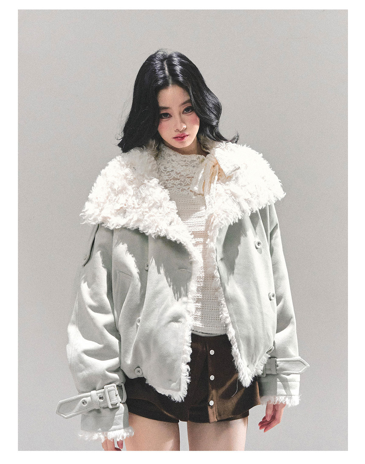 ShaoYeYan Fluffy Winter Lamb Fur Coat