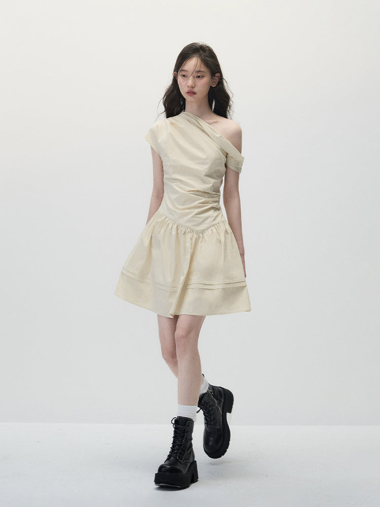 ANNATTO Asymmetrical Shoulder Dress