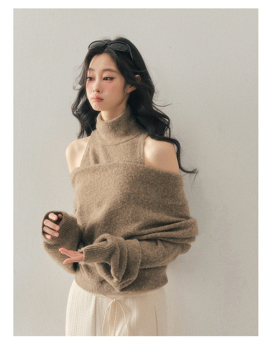 ShaoYeYan Aomalm Sunset's Echo Off-Shoulder Knit Set (one size)