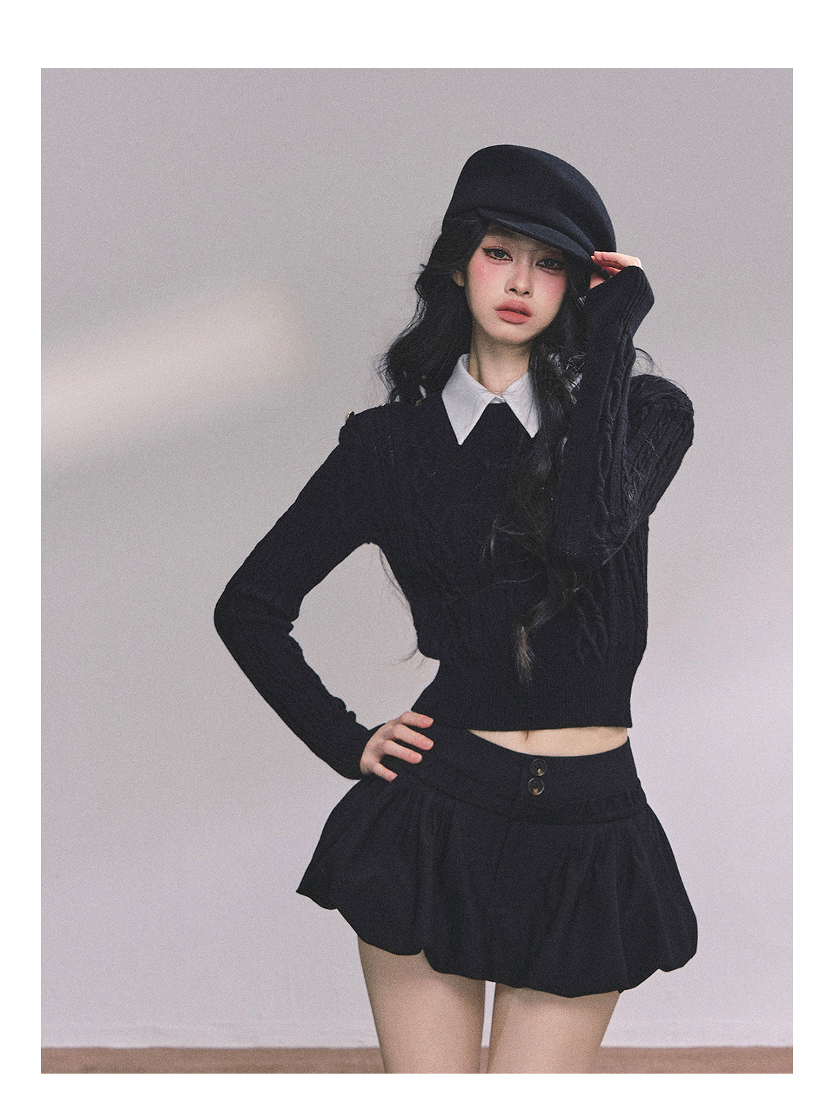 ShaoYeYan Intellectual Aesthetic Fake Two-Layer Knit Sweater