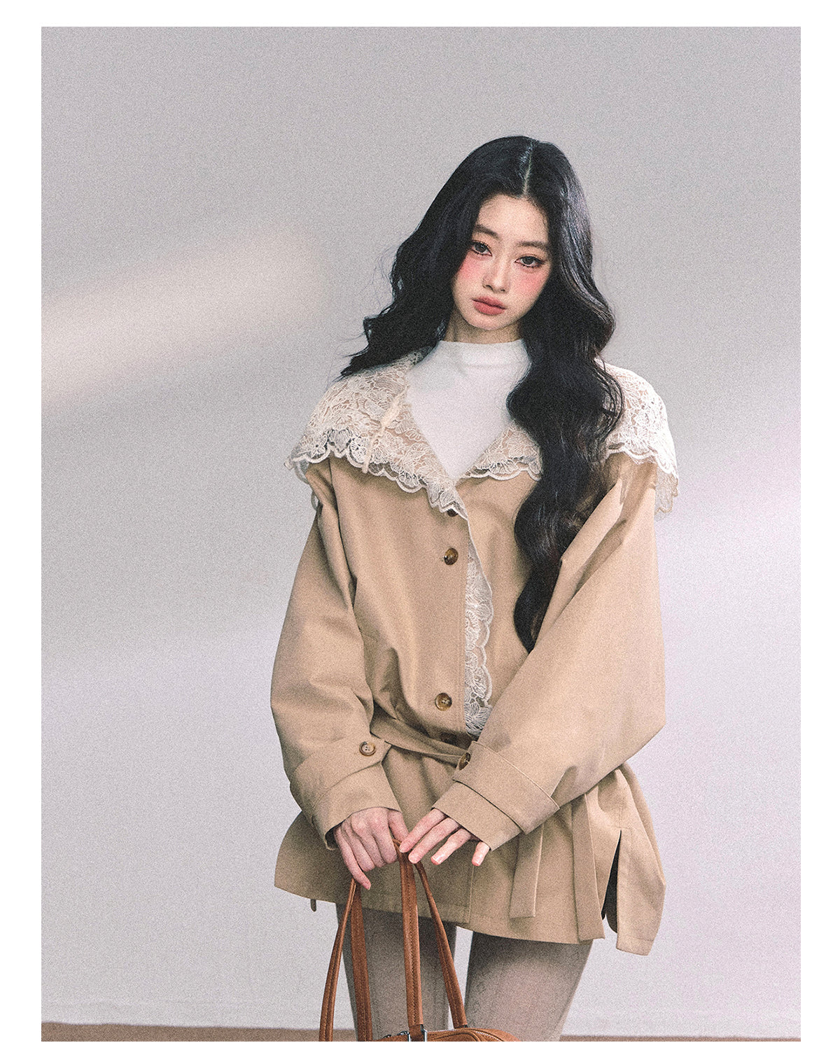 ShaoYeYan Verona Winter Loose Lace Hooded Trench Coat