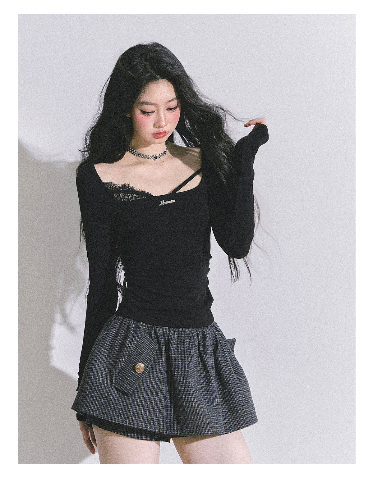 ShaoYeYan Long Sleeve Lace T-Shirt