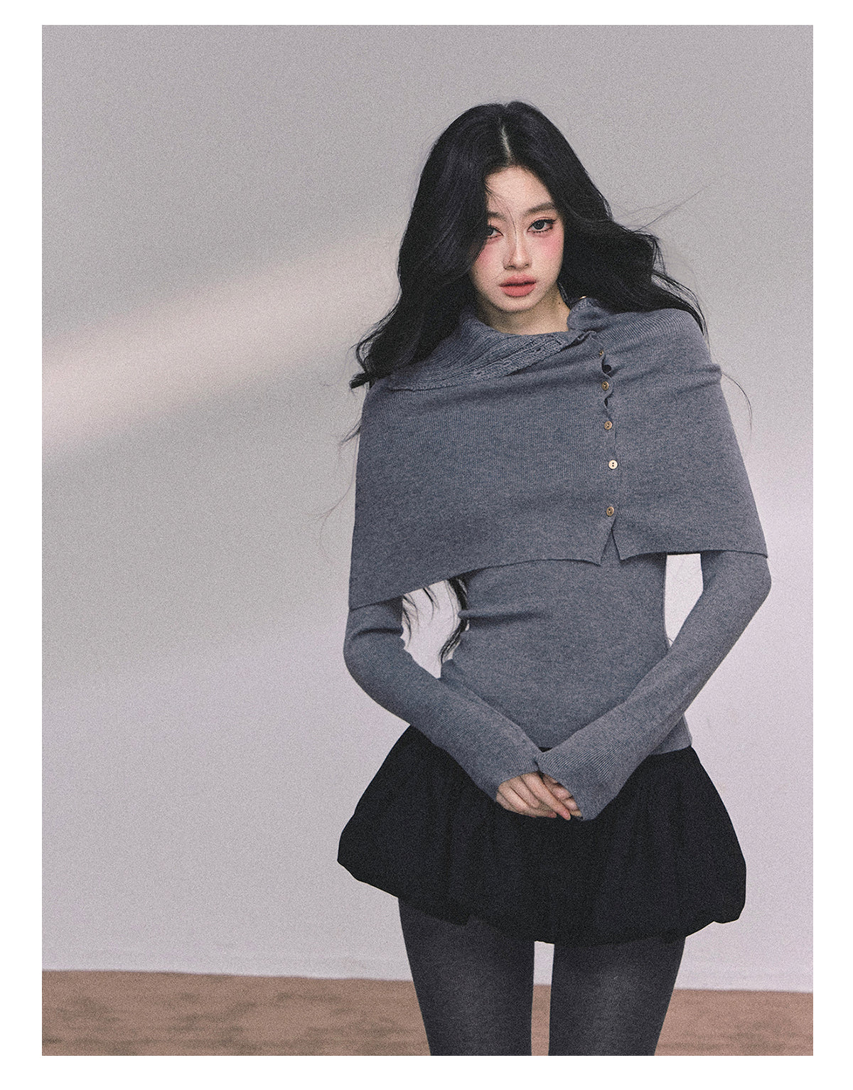 ShaoYeYan Noblewoman Waist-Defining Long Sleeve Knit Top