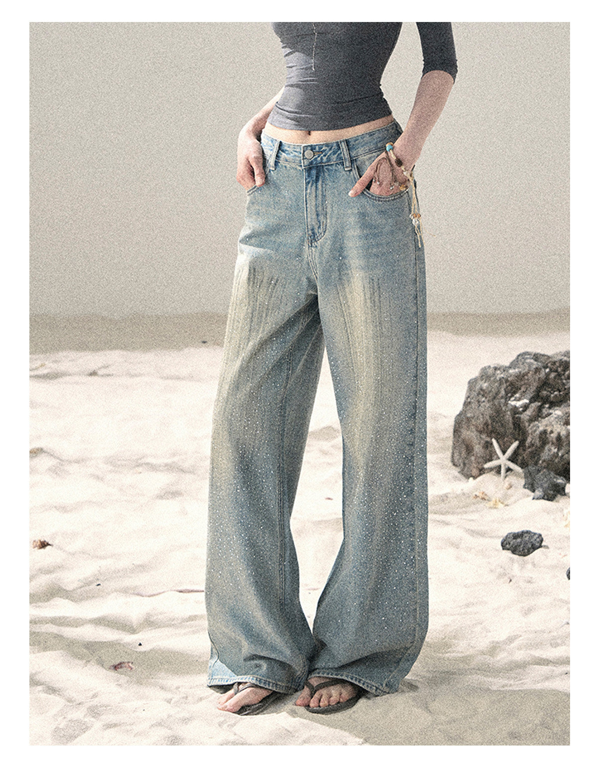 ShaoYeYan Aomalm Diamond Light Embellished Blue Jeans