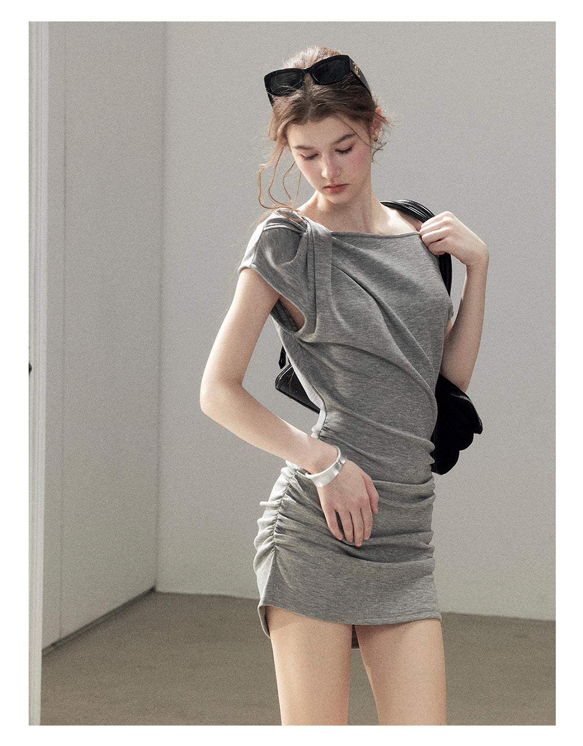 ShaoYeYan Aomalm From Dawn to Dusk Minimalist Twist Off-Shoulder Dress