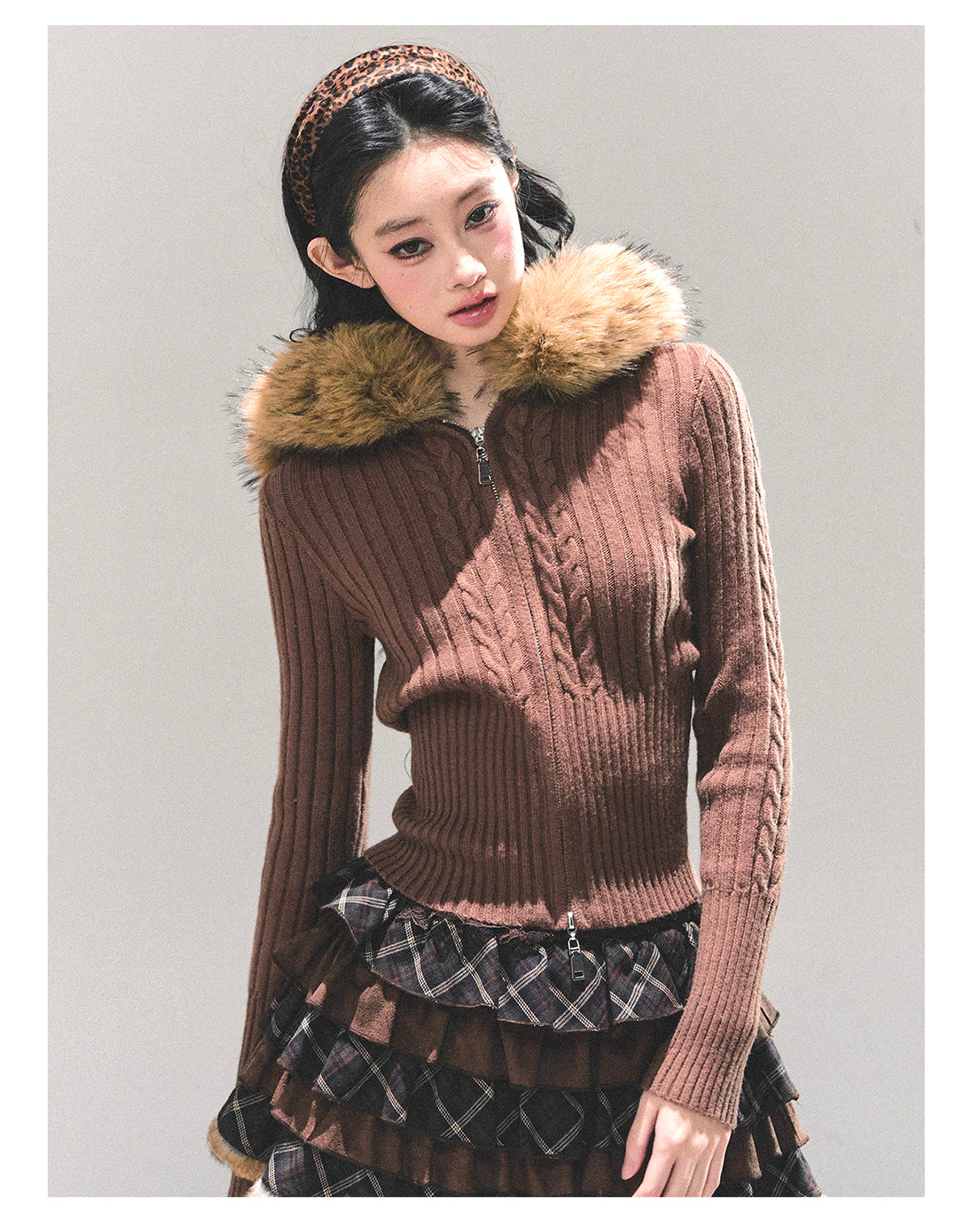 ShaoYeYan Lost Sunset Korean Hooded Knit Cardigan