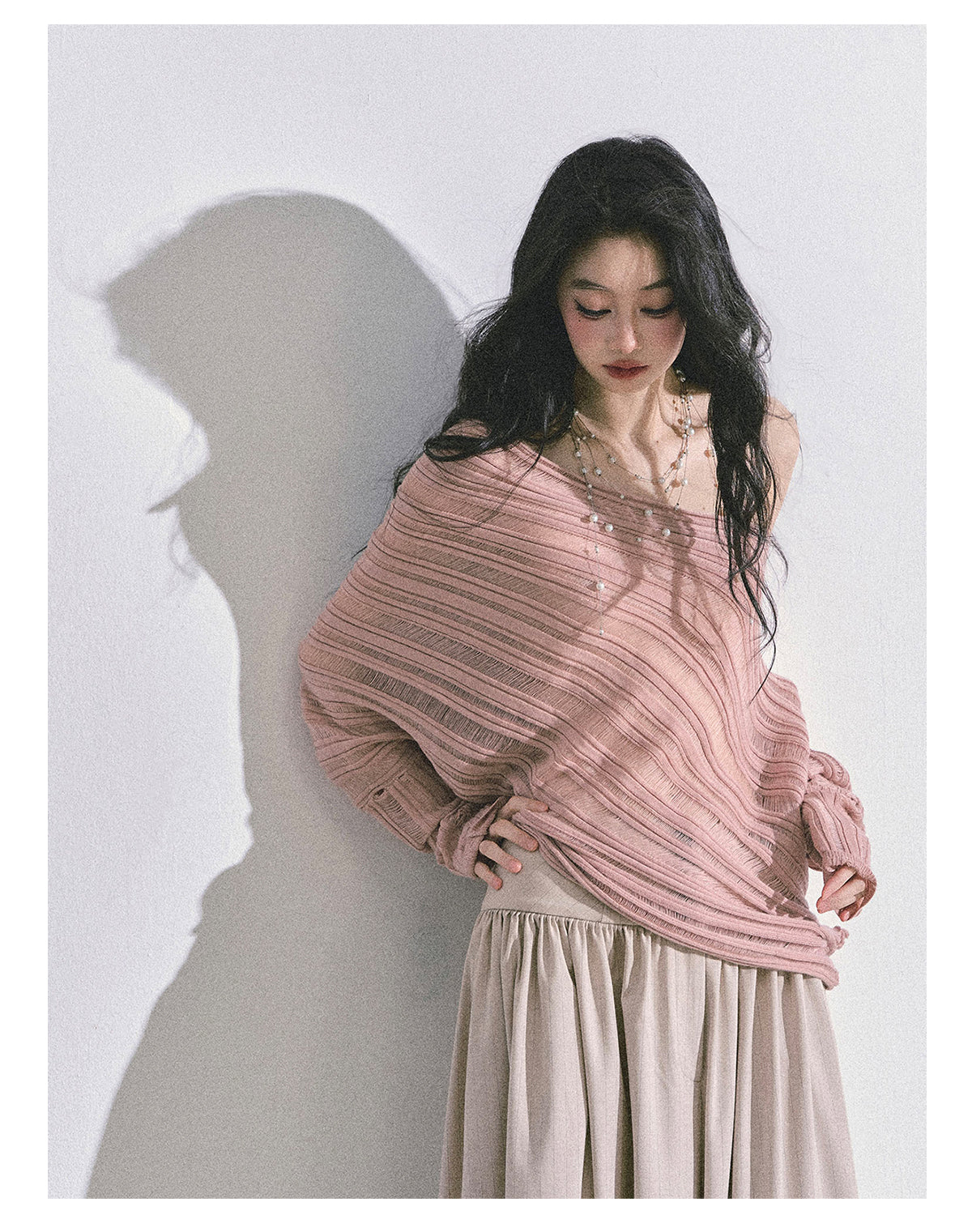 ShaoYeYan Gentle Sister French Style Off-Shoulder Knit Sweater