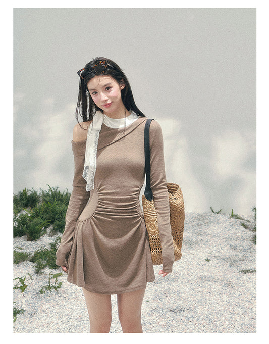 ShaoYeYan Aomalm Lingering Warmth Entwined Off-Shoulder Dress
