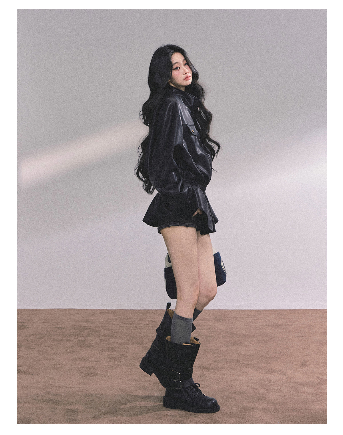 ShaoYeYan Ethiopian Wilderness Loose Fit Biker PU Leather Jacket