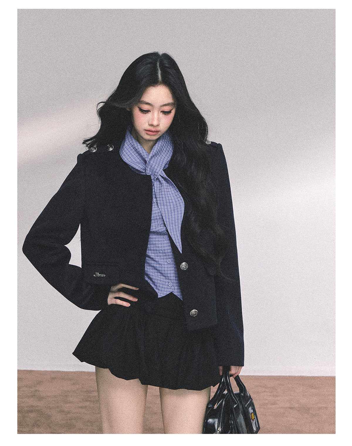 ShaoYeYan Senior Intellectual Klein Blue Plaid Shirt