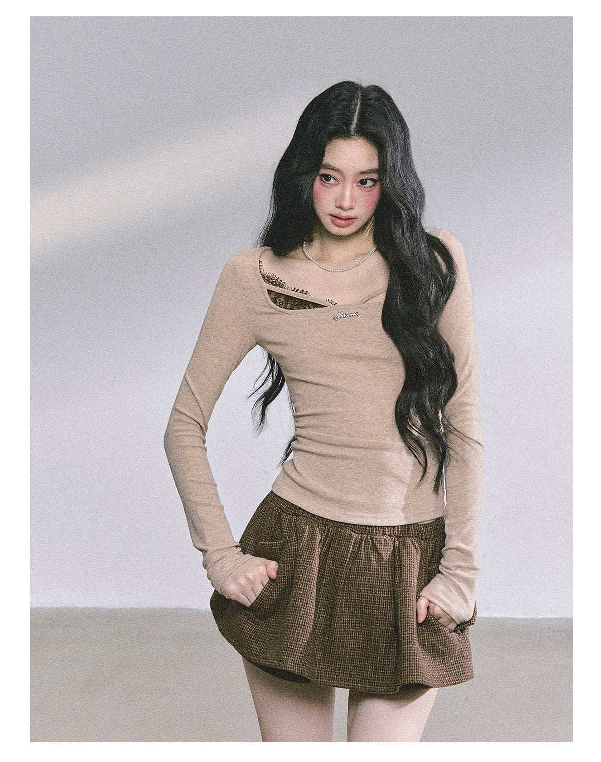 ShaoYeYan Long Sleeve Lace T-Shirt