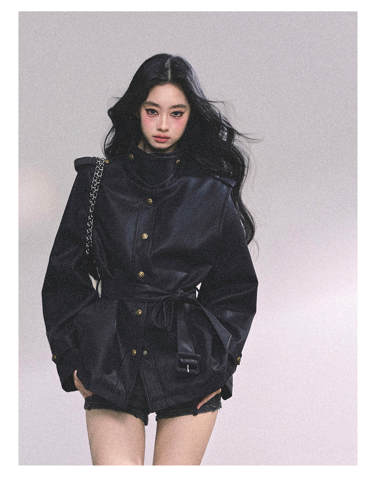 ShaoYeYan UK Time Zone Loose Fit Biker PU Leather Jacket